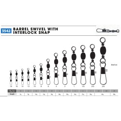 GIRELLA CON MOSCHETTONE VMC 3542 BARREL SWIVEL WITH INTERLOCK SNAP