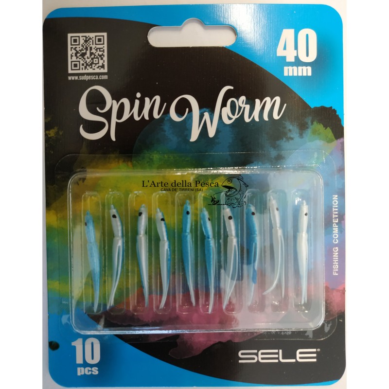 Artificiale Soft Bait Coda di Rondine Sele Spin Worm 40mm Blue